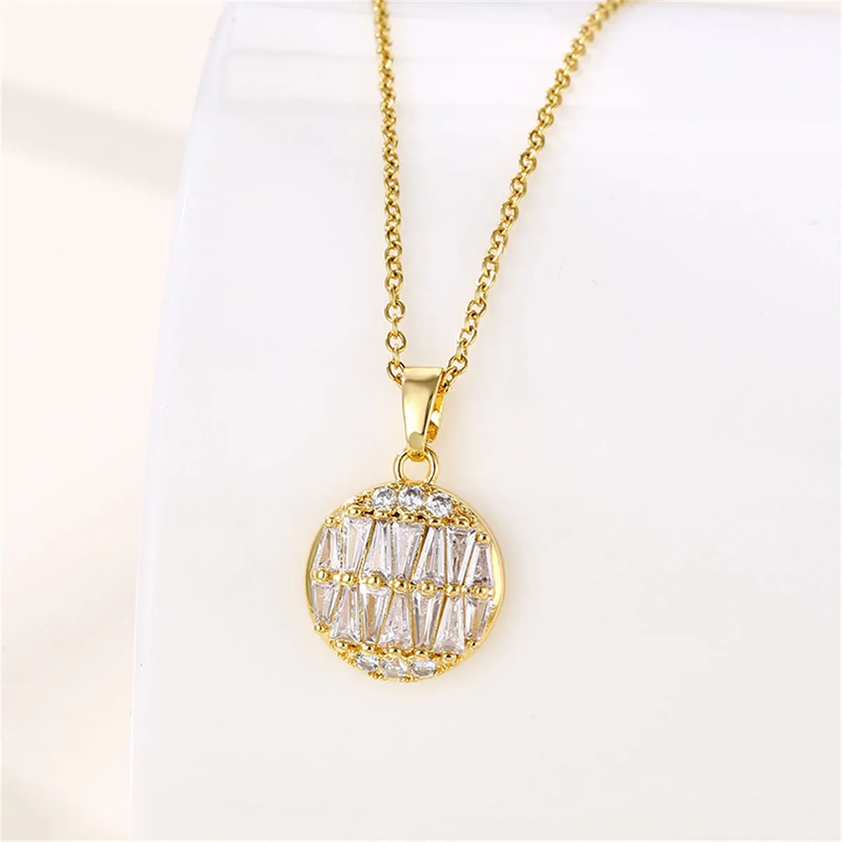 Crystal & 18K Gold-Plated Triangle-Cut Round Pendant Necklace