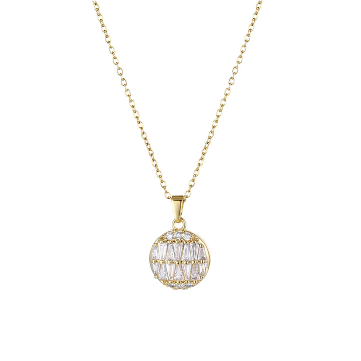 Crystal & 18K Gold-Plated Triangle-Cut Round Pendant Necklace