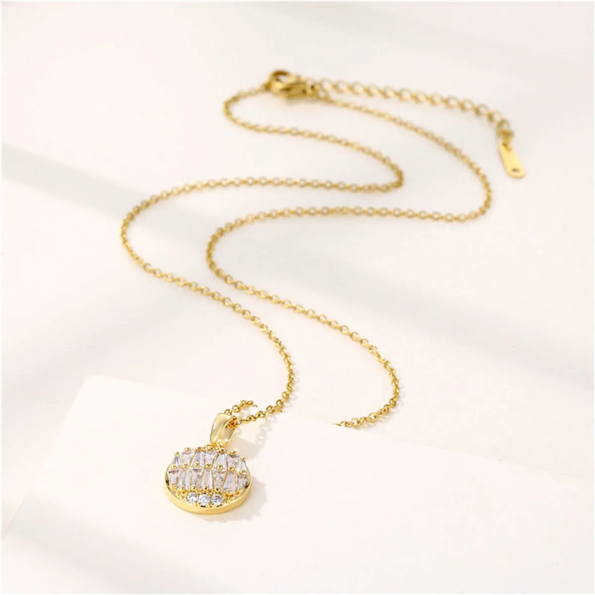 Crystal & 18K Gold-Plated Triangle-Cut Round Pendant Necklace
