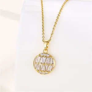 Crystal & 18K Gold-Plated Triangle-Cut Round Pendant Necklace