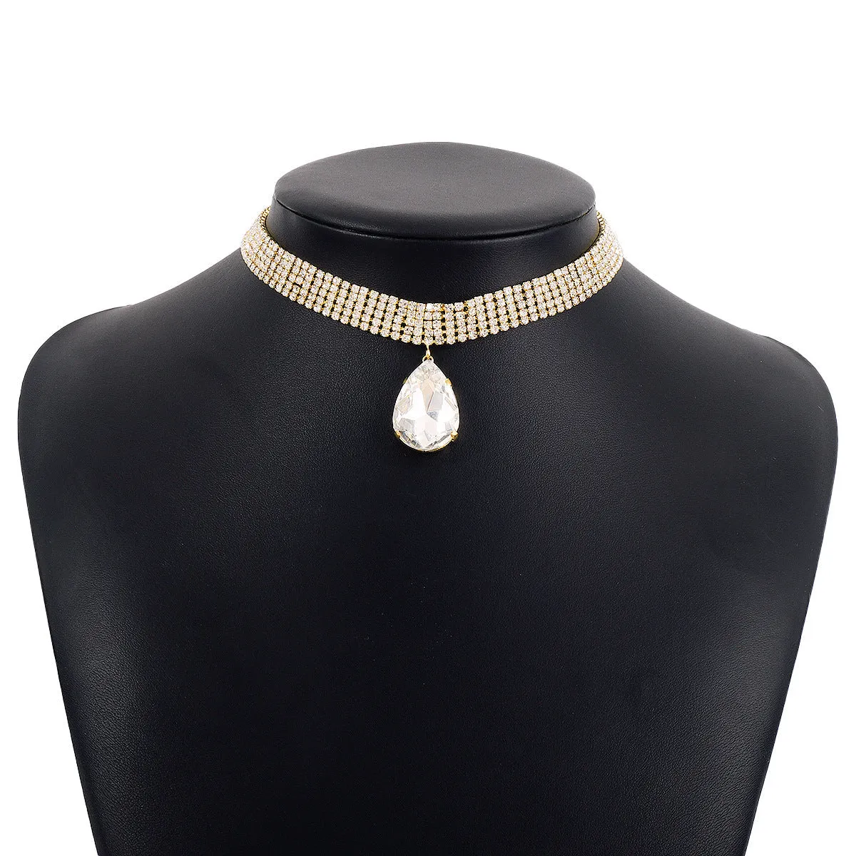 Crystal & Cubic Zirconia 18K Gold-Plated Drop Pendant Necklace