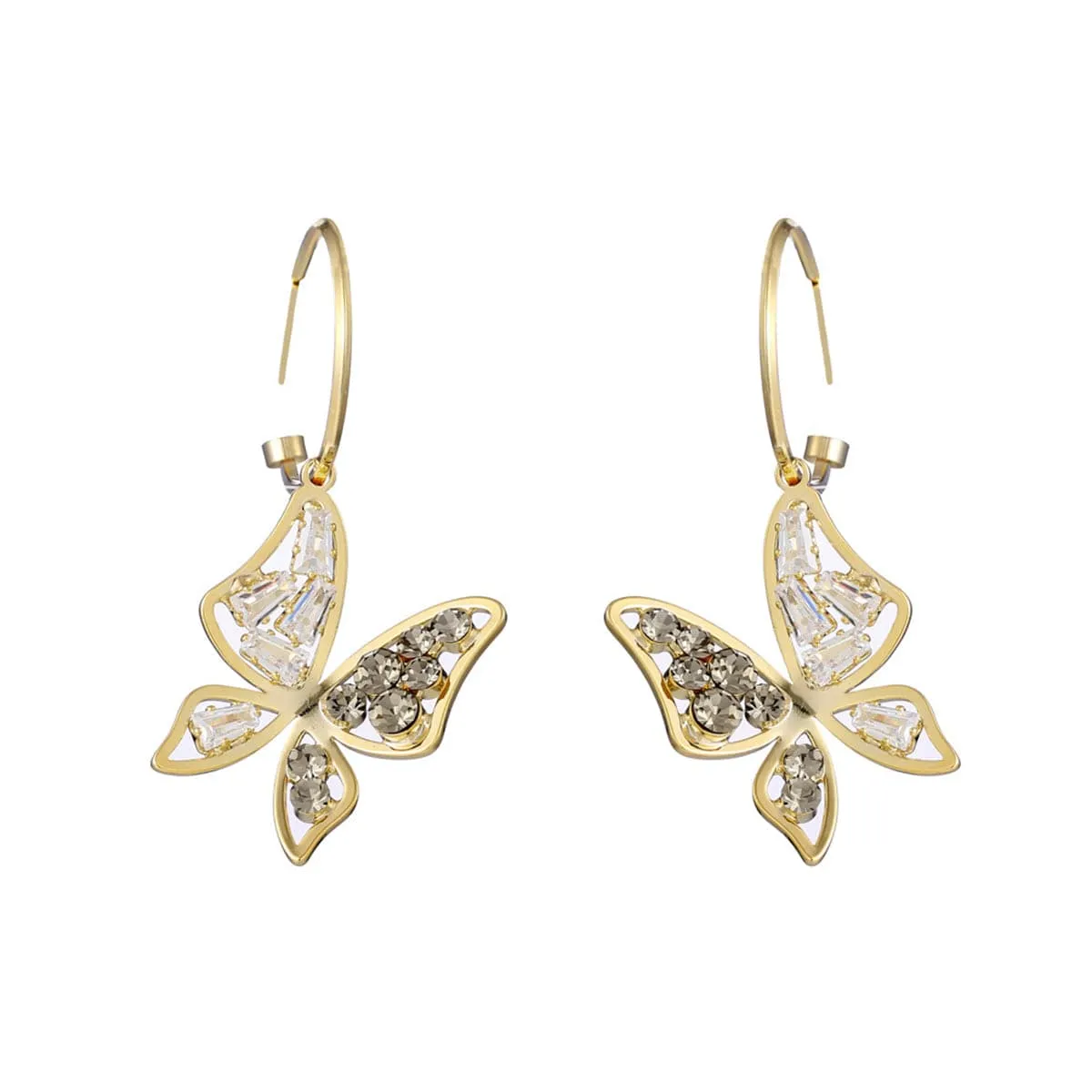 Crystal & Cubic Zirconia Butterfly Drop Earrings