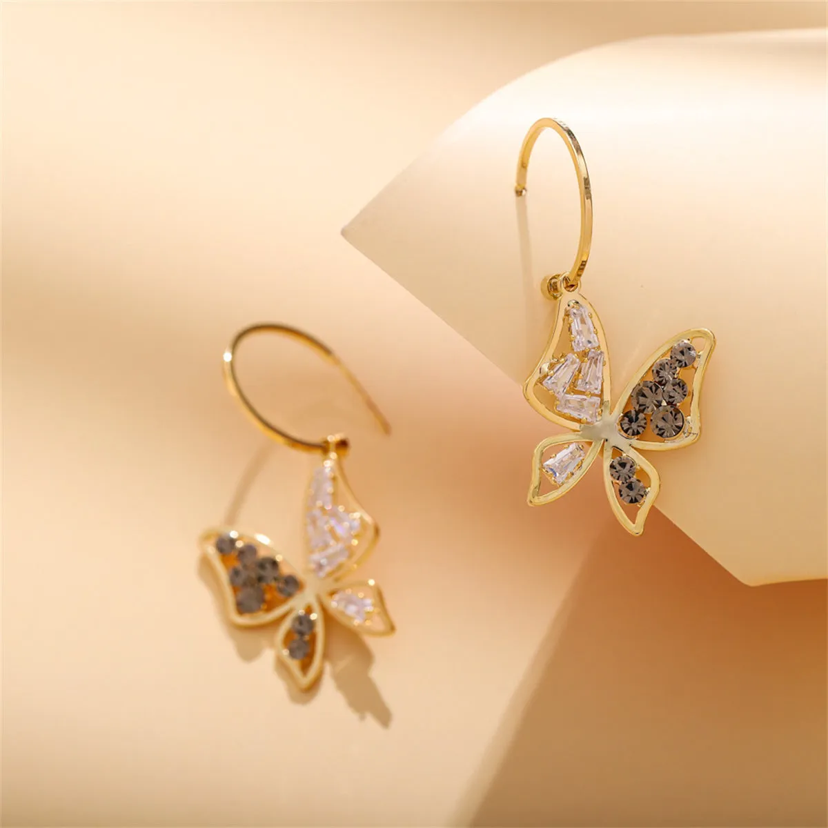 Crystal & Cubic Zirconia Butterfly Drop Earrings