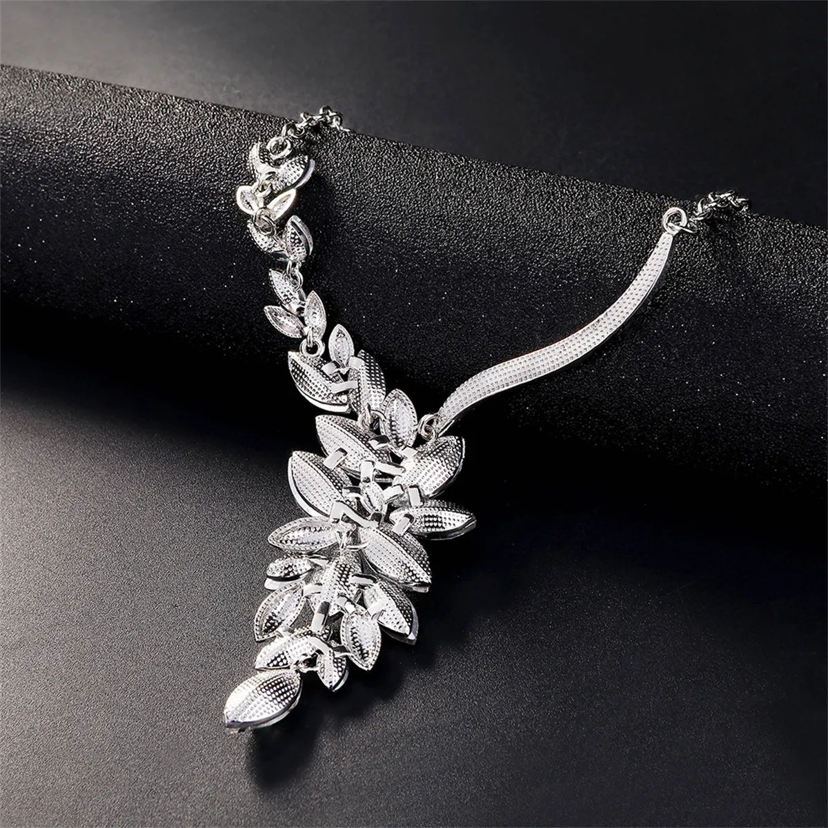 Crystal & Cubic Zirconia Cluster Necklace & Drop Earrings