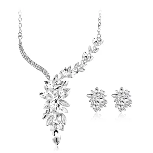 Crystal & Cubic Zirconia Cluster Necklace & Drop Earrings