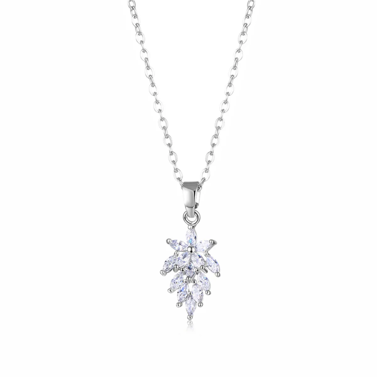 Crystal & Silver-Plated Botanical Pendant Necklace