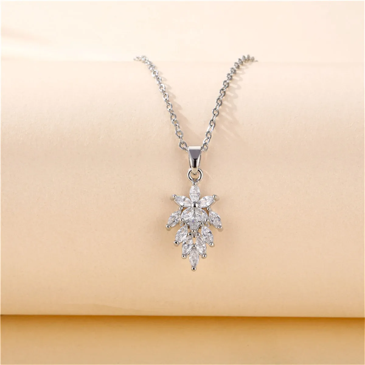 Crystal & Silver-Plated Botanical Pendant Necklace