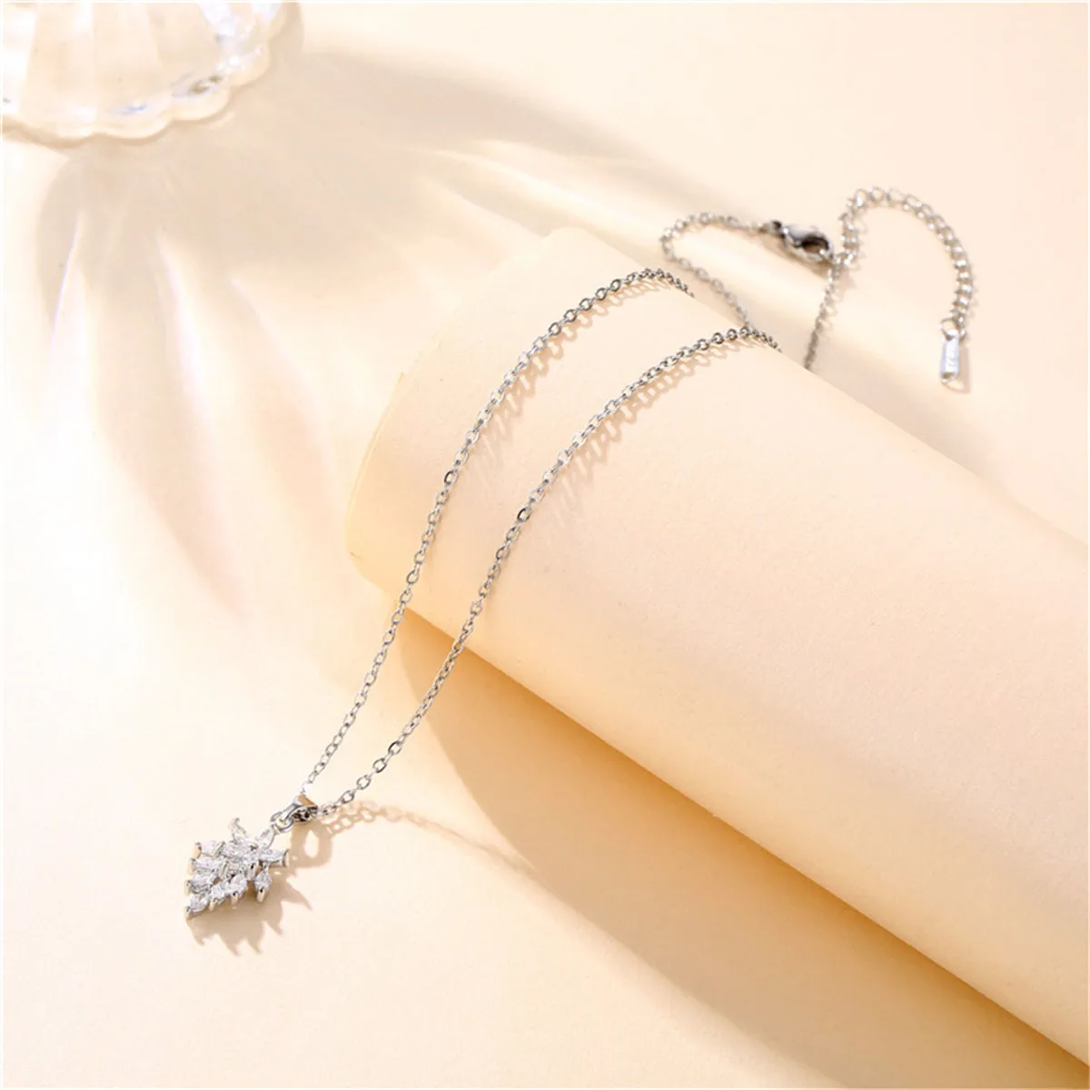 Crystal & Silver-Plated Botanical Pendant Necklace