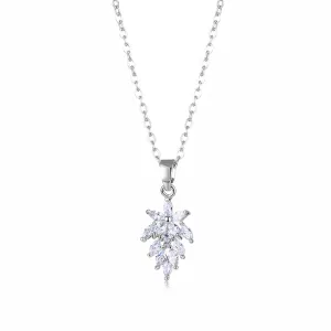 Crystal & Silver-Plated Botanical Pendant Necklace