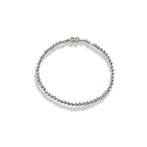 Crystal Cut and Small Crystal Beads Bracelet Sterling Silver