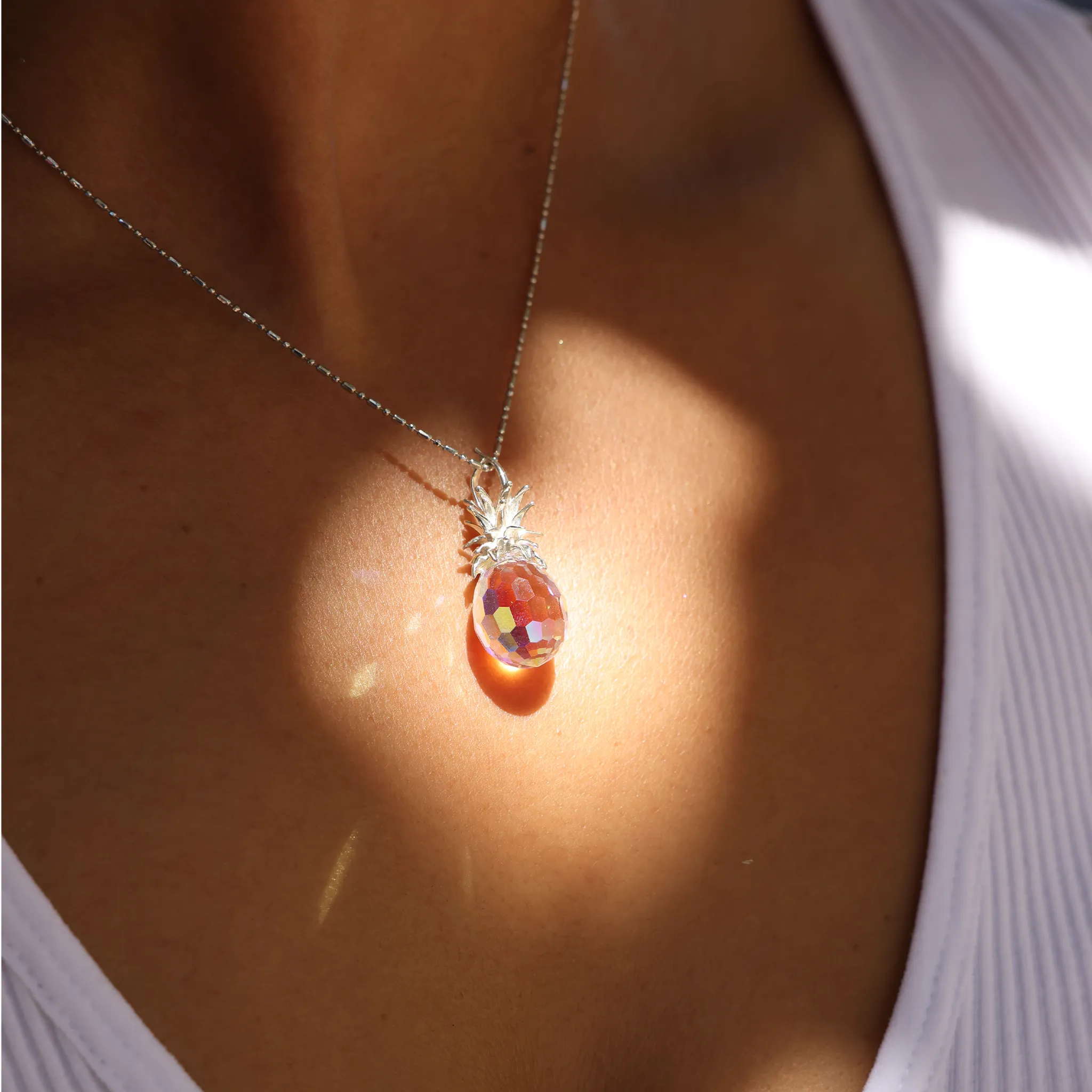 Crystal Pineapple Pendant in Sterling Silver