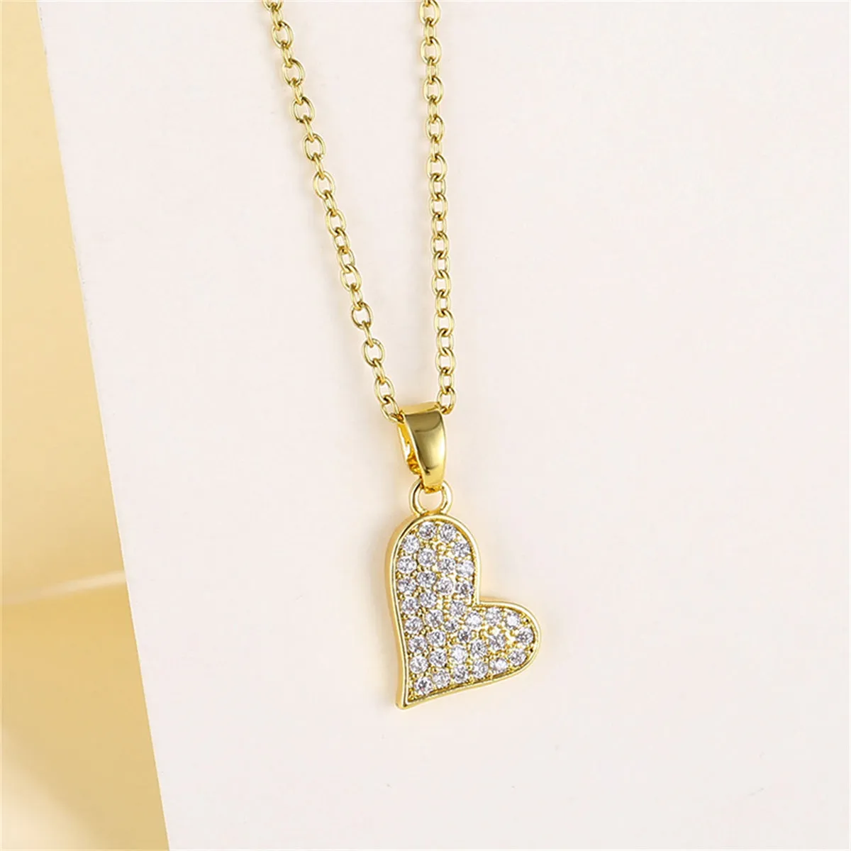 Cubic Zirconia & 18K Gold-Plated Heart Pendant Necklace