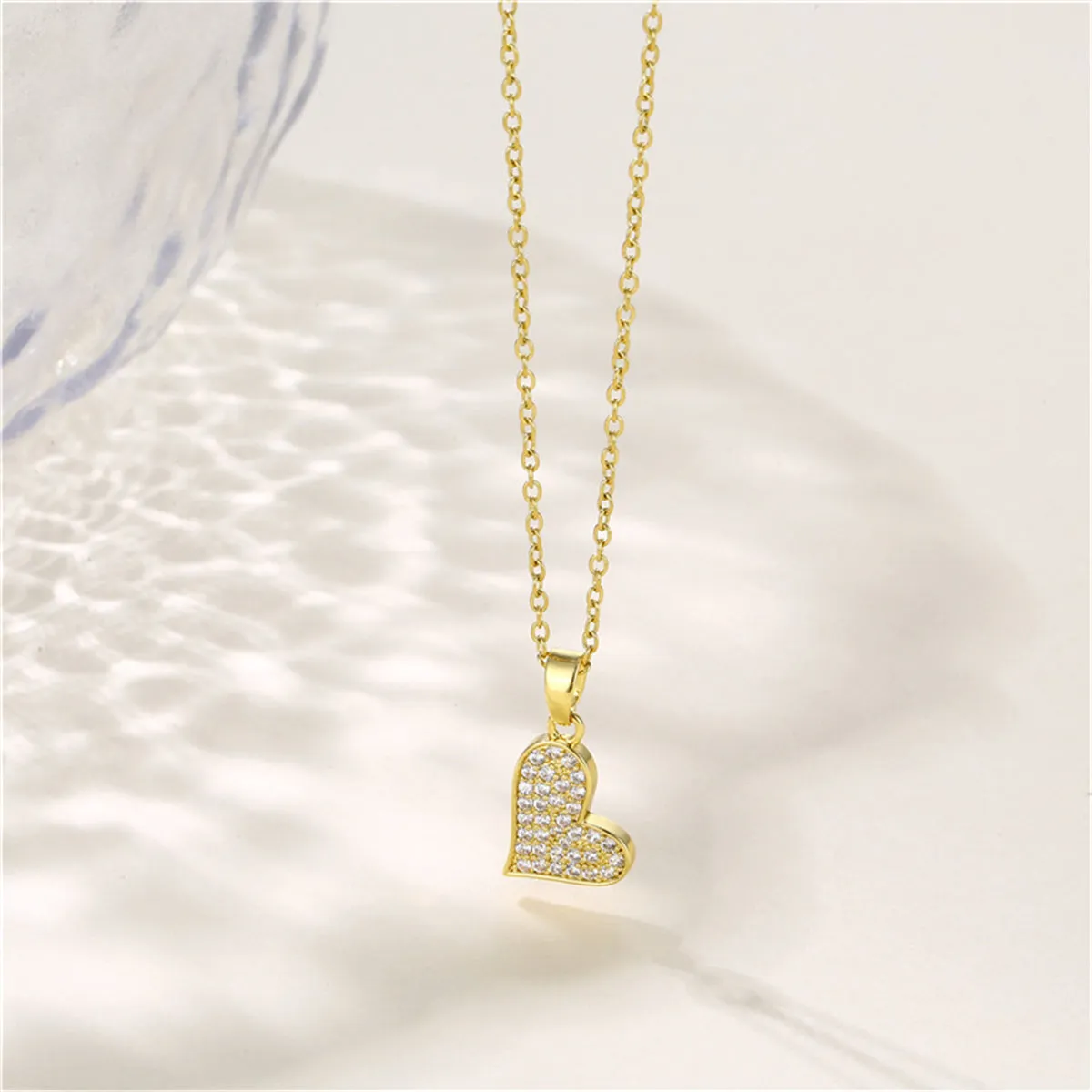 Cubic Zirconia & 18K Gold-Plated Heart Pendant Necklace