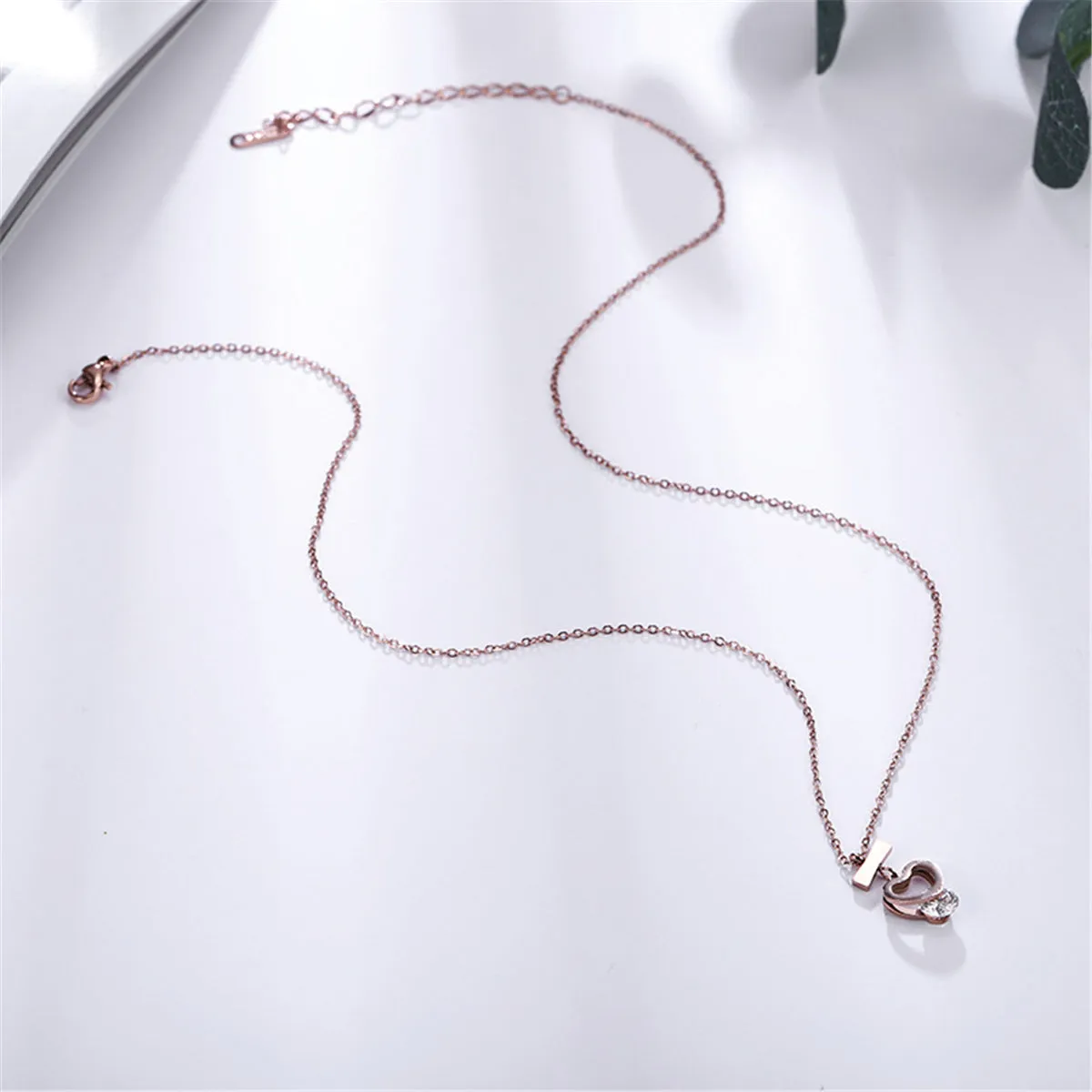 Cubic Zirconia & 18K Rose Gold-Plated Open Heart Pendant Necklace