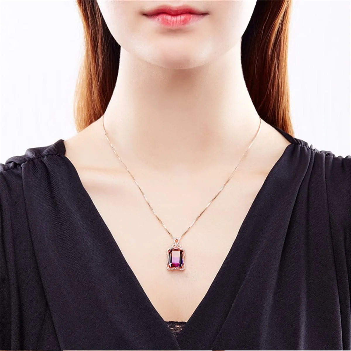 Cubic Zirconia & Crystal 18K Rose Gold-Plated Floral Pendant Necklace