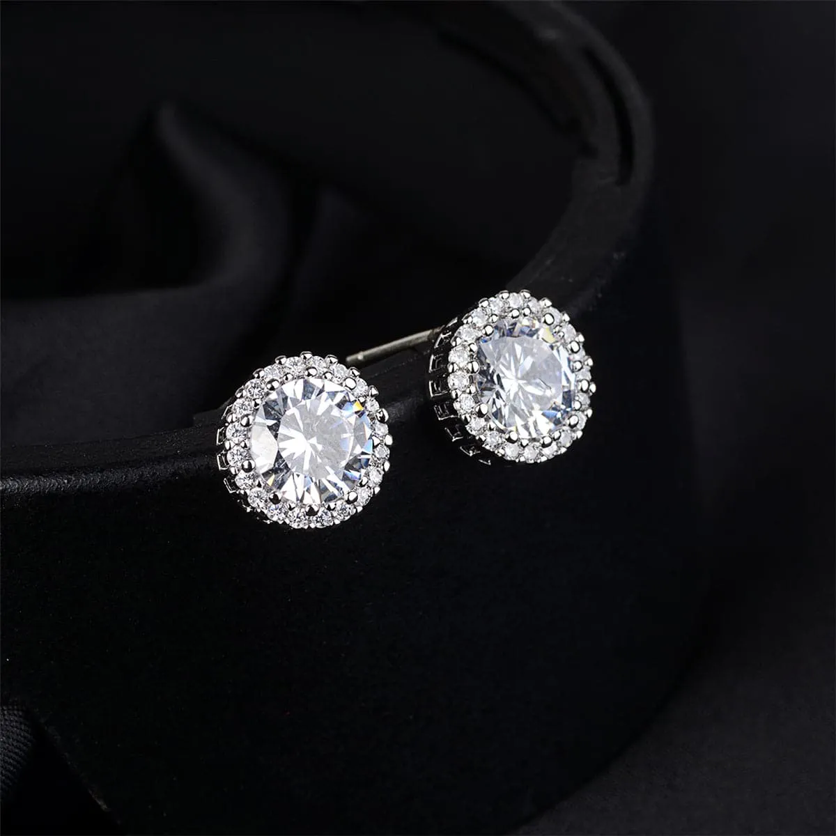 Cubic Zirconia & Crystal Silver-Plated Hola Stud Earrings