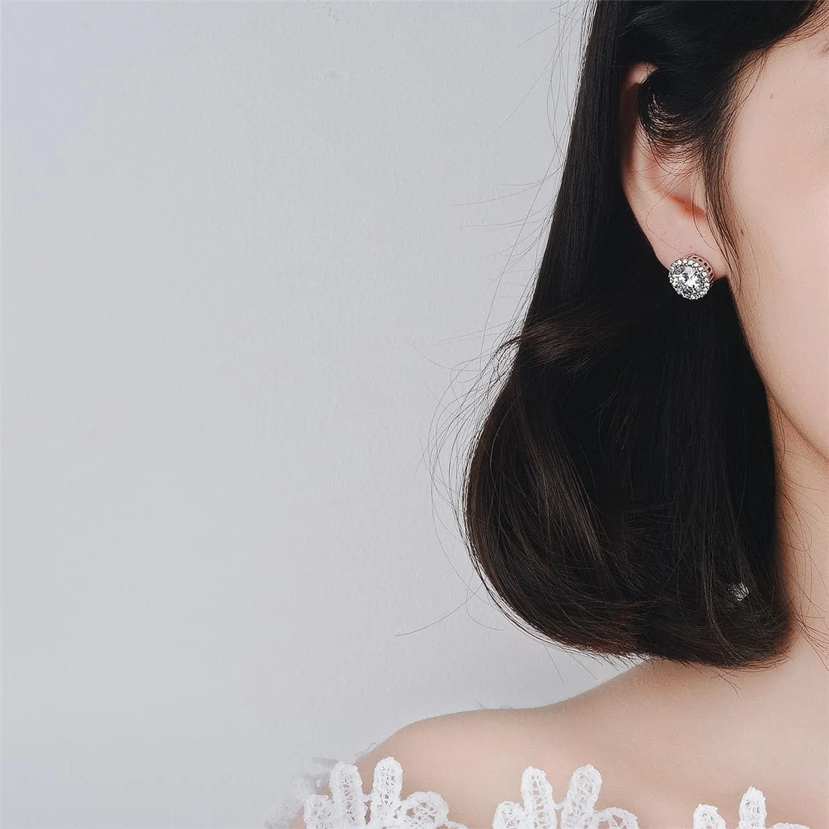Cubic Zirconia & Crystal Silver-Plated Hola Stud Earrings