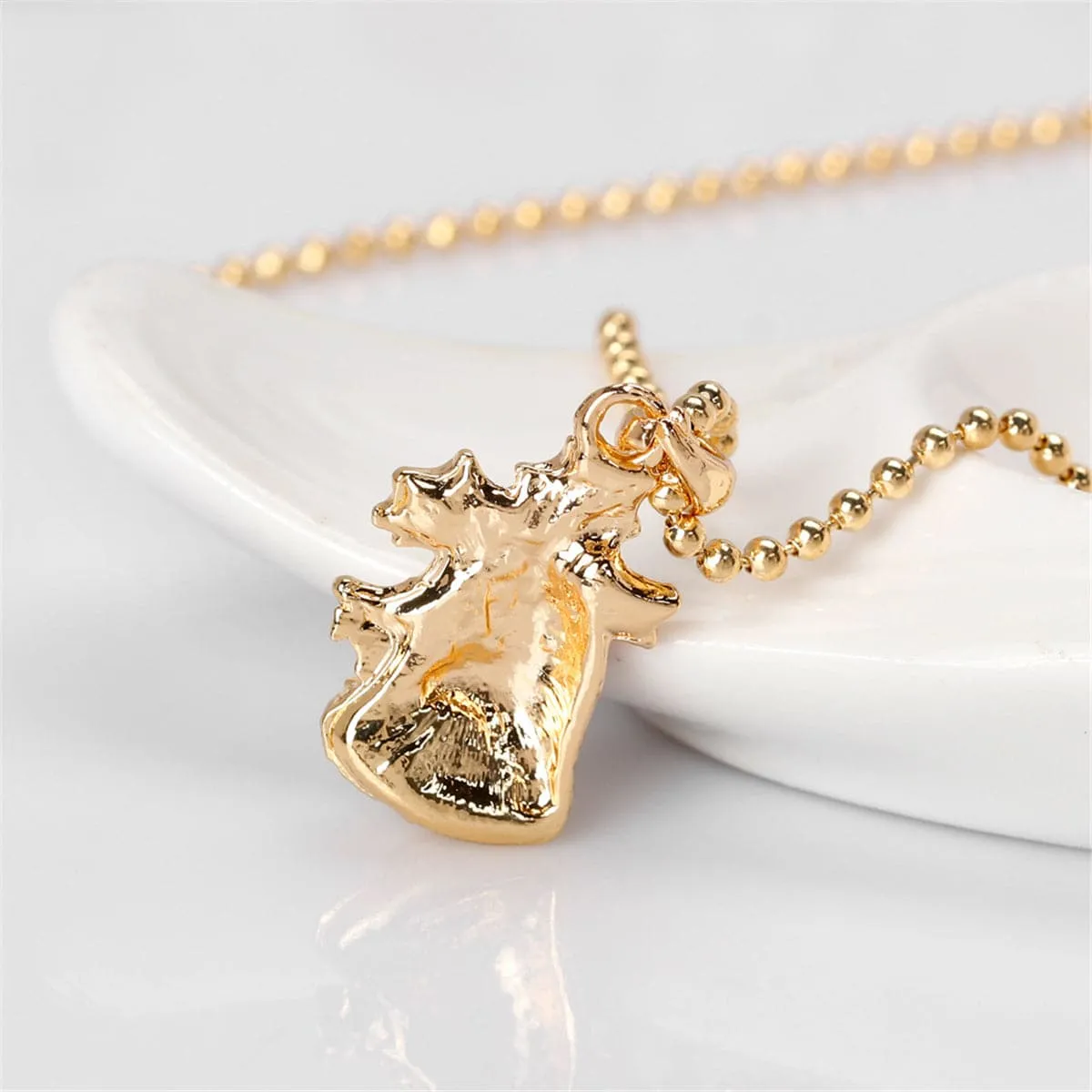 Cubic Zirconia & Enamel 18K Gold-Plated Christmas Bell Pendant Necklace