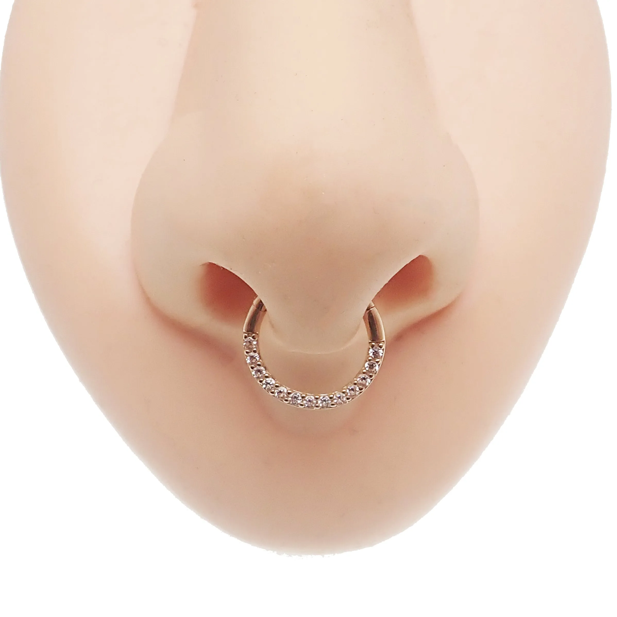 CZ Crystal 14k Gold 16g 8mm Hinged Clicker