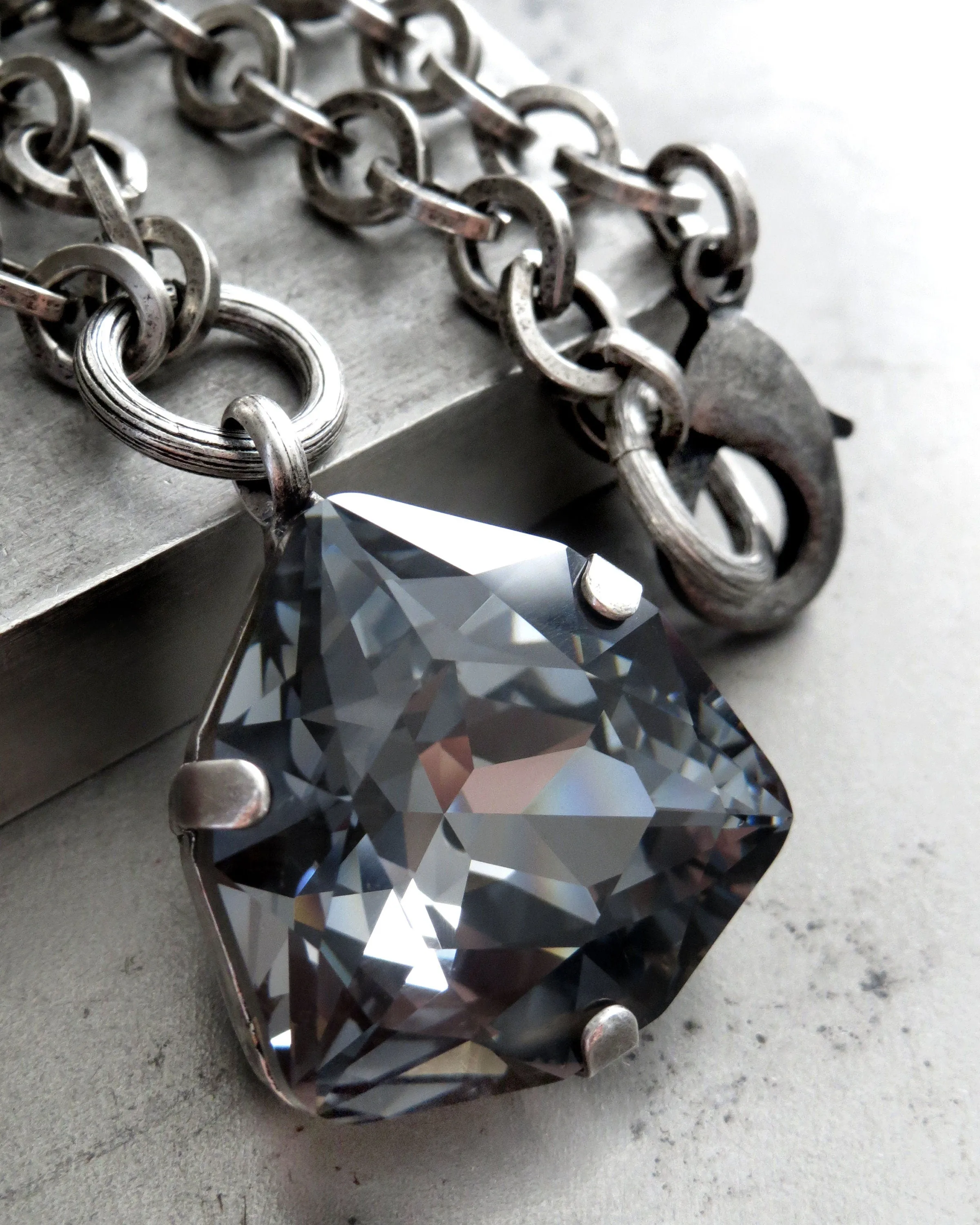 DARK ENERGY - Trilliant Black Crystal Pendant Necklace