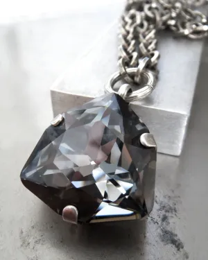 DARK ENERGY - Trilliant Black Crystal Pendant Necklace