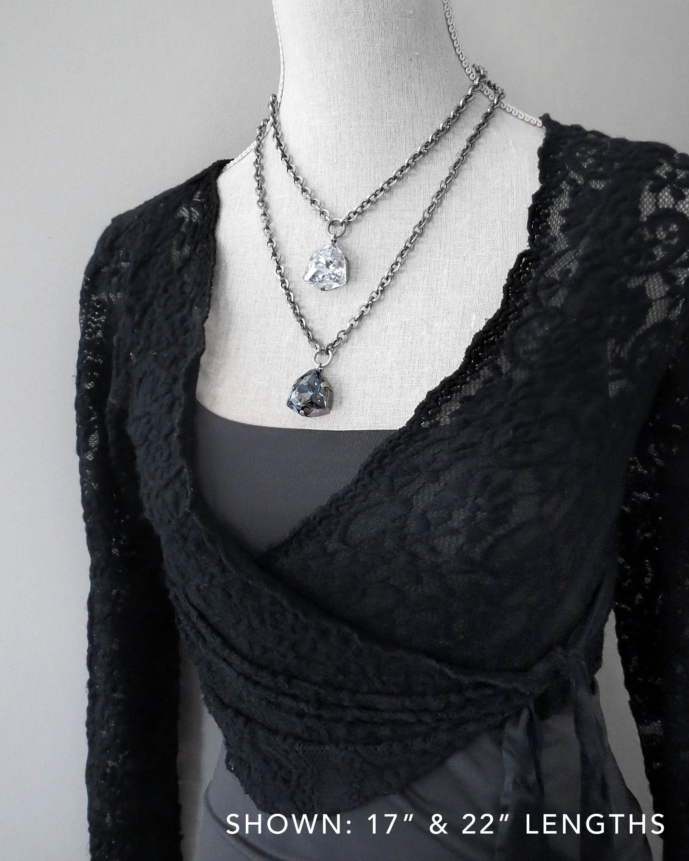 DARK ENERGY - Trilliant Black Crystal Pendant Necklace