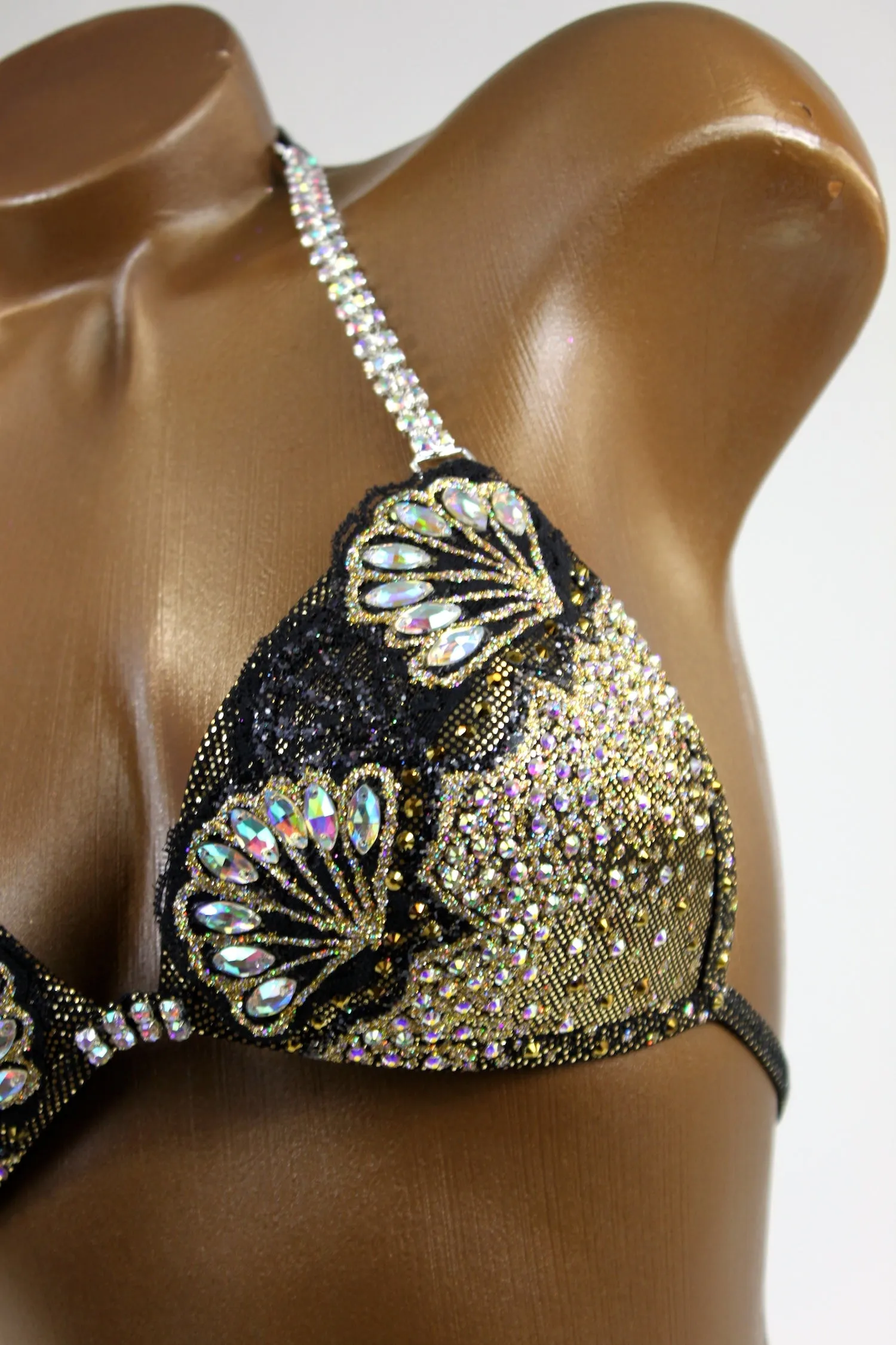 Dark Gold Lace Detail Bikini Suit