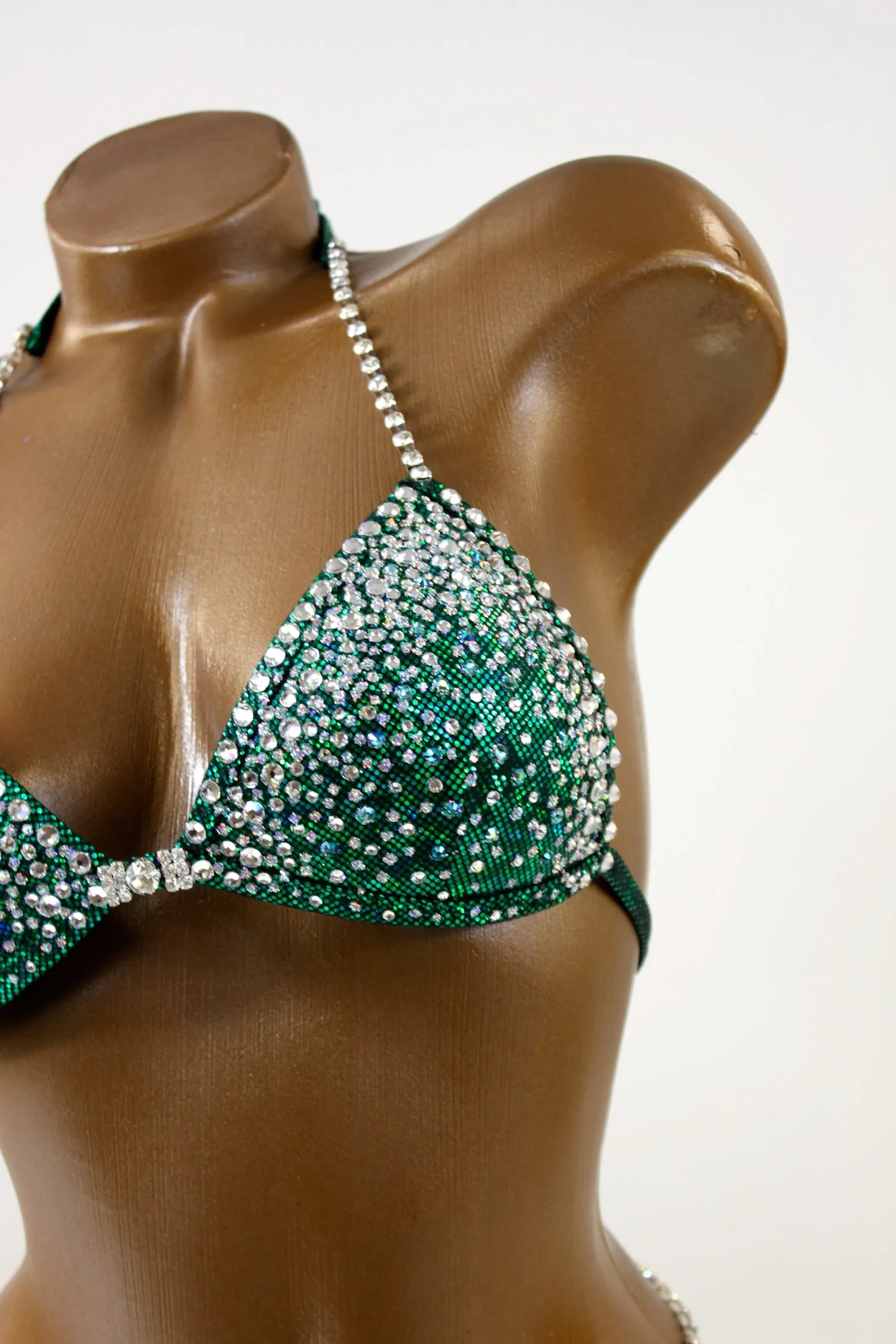 Dark Green Crystallized Bikini Suit