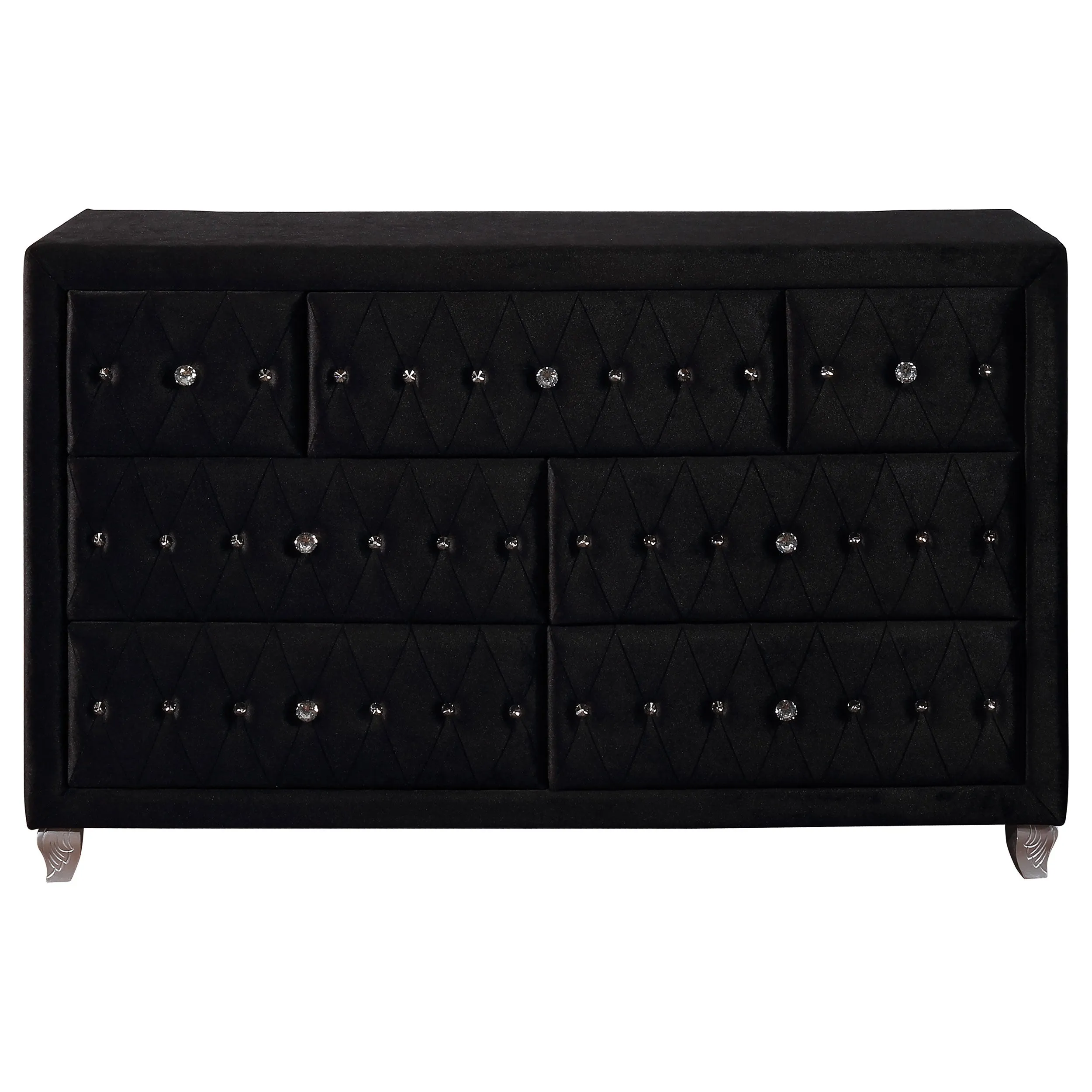 Deanna 7-drawer Upholstered Dresser Black