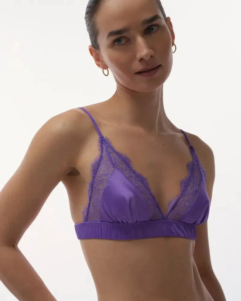 Delicate triangle bralette - LOVE LACE PURPLE