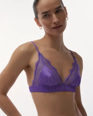 Delicate triangle bralette - LOVE LACE PURPLE