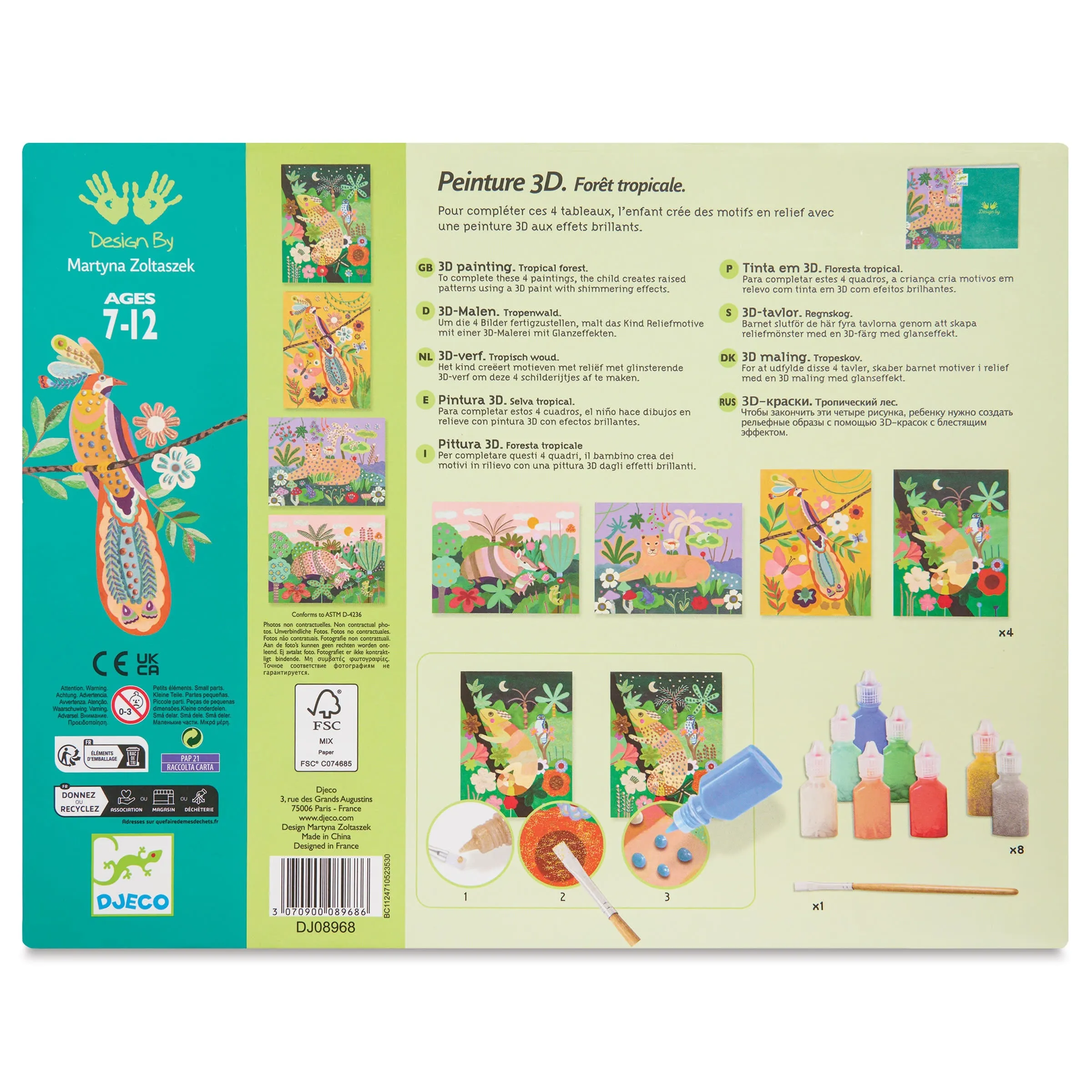 DJECO Le Grand Artist Tropical 3D Painting Activity Kit