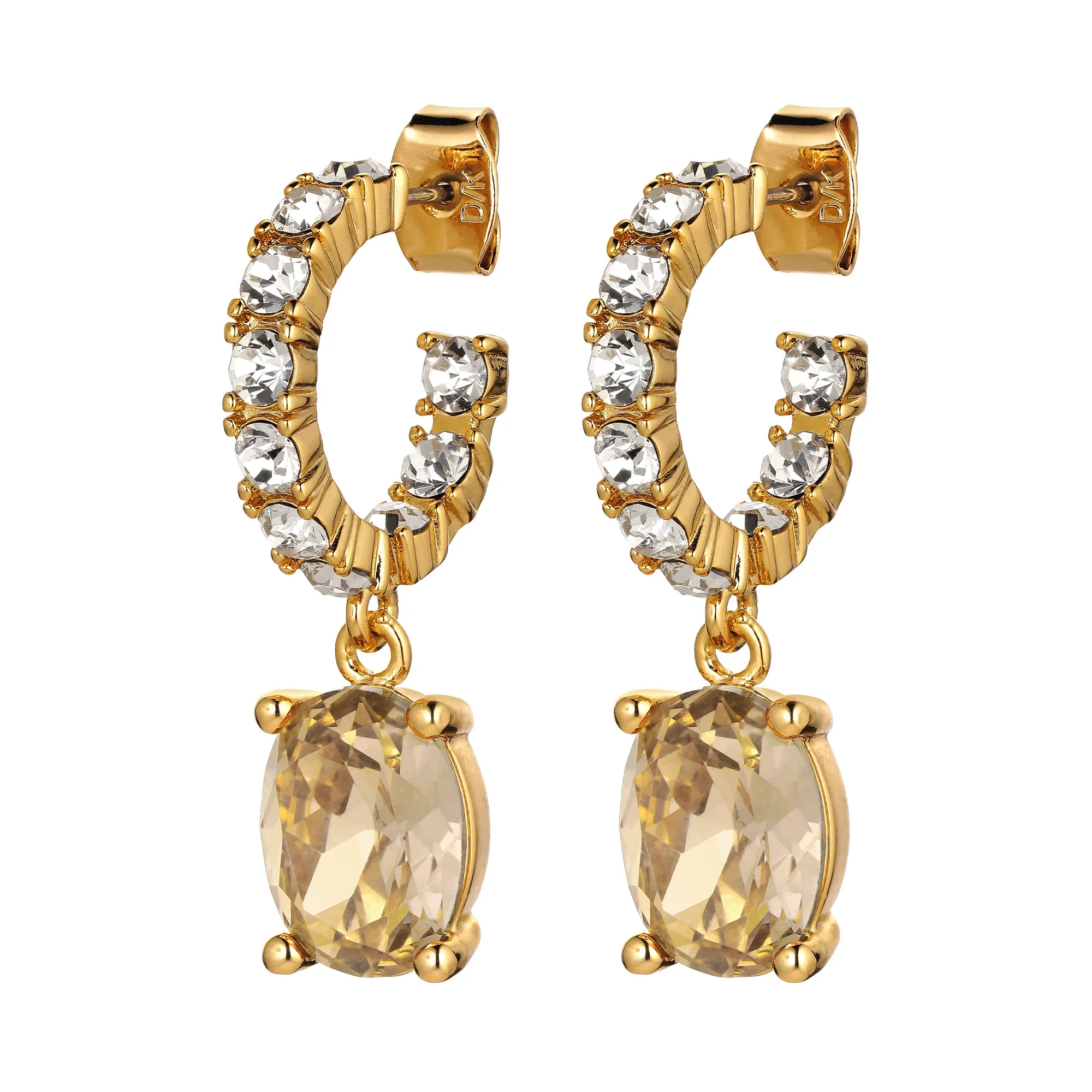 Dyrberg Kern Barbara Gold Hoop Charm Earrings - Golden