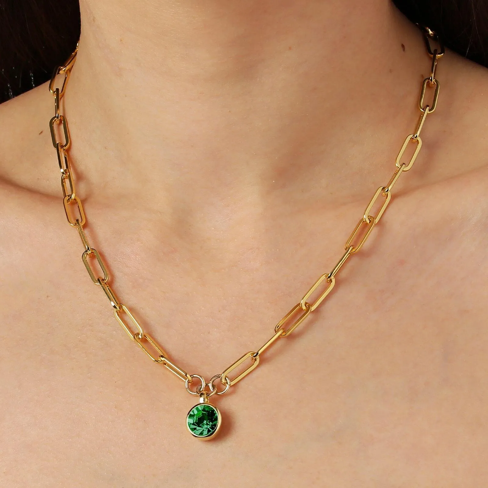 Dyrberg Kern Lisanna Gold Necklace - Emerald Green