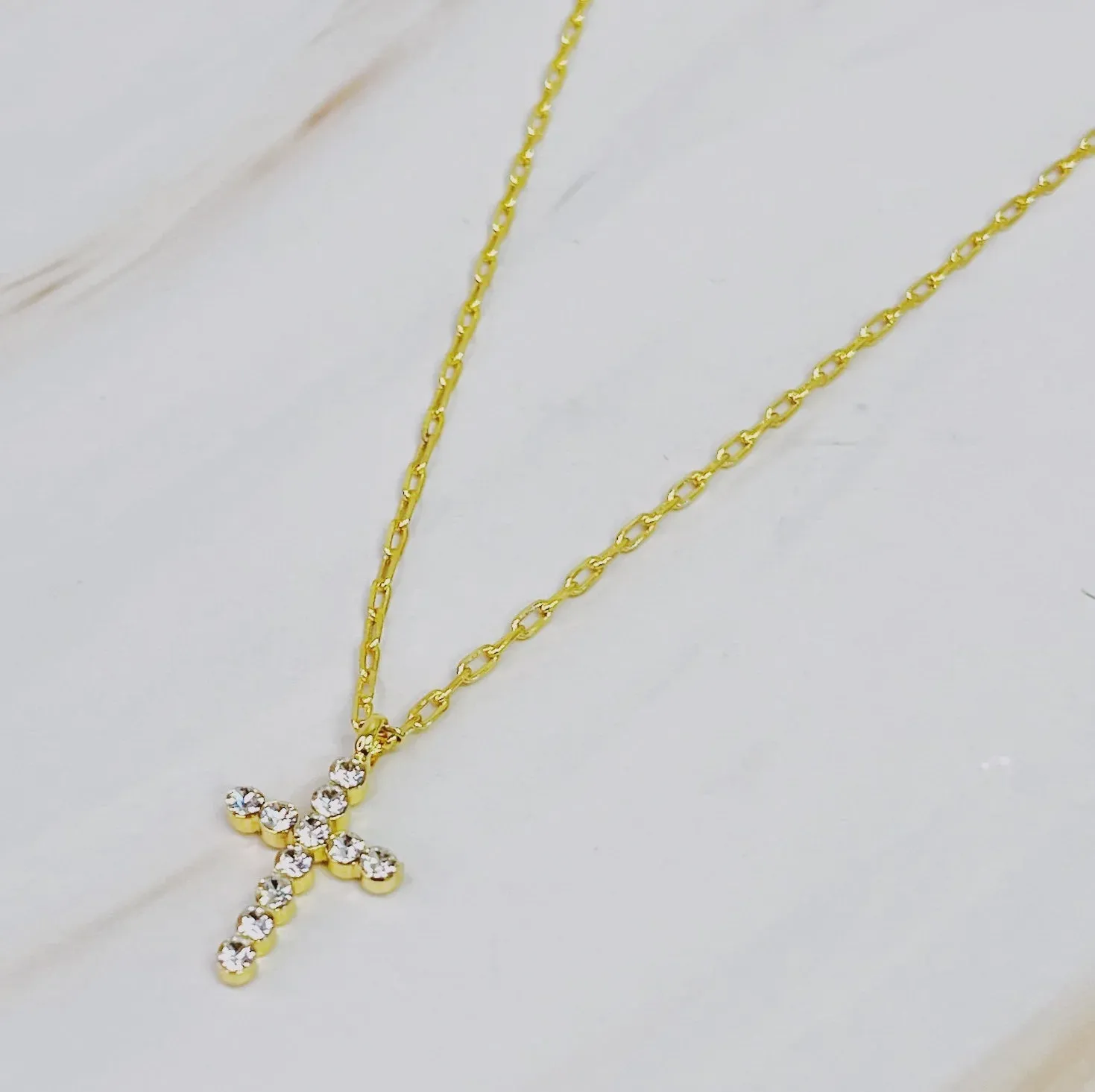 Faceted Crystal Cross Necklace