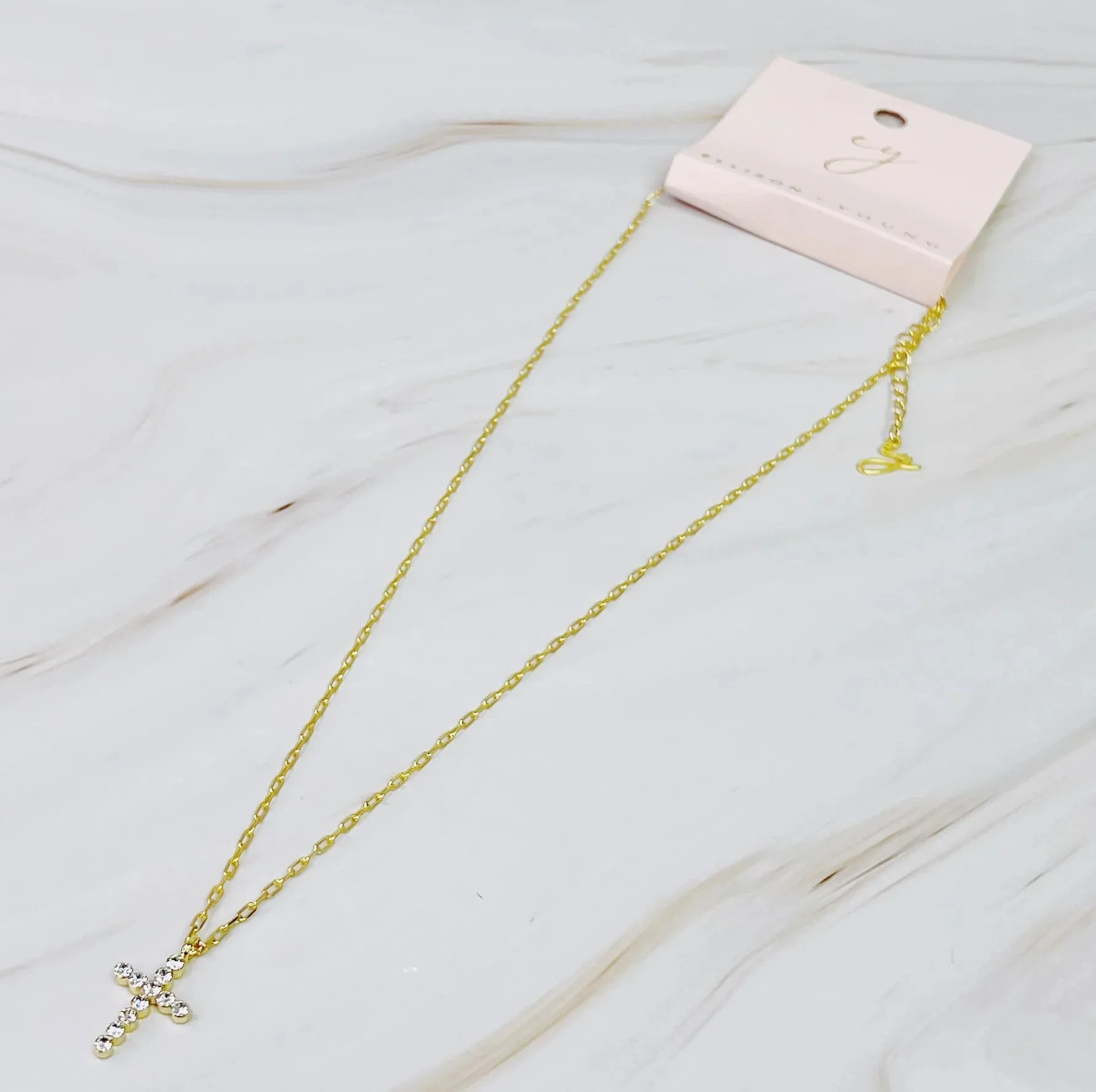 Faceted Crystal Cross Necklace