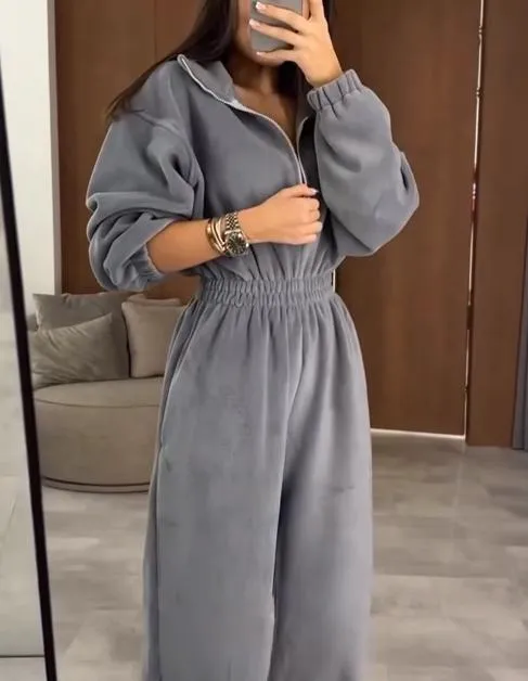 Fashionable super soft velvet jumpsuit