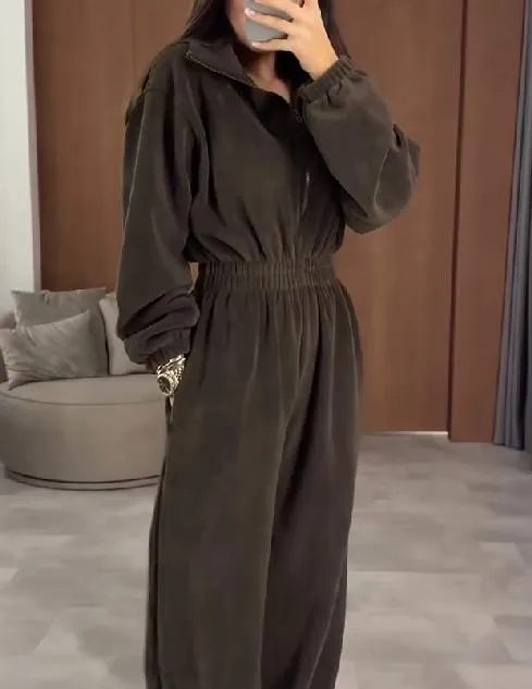 Fashionable super soft velvet jumpsuit