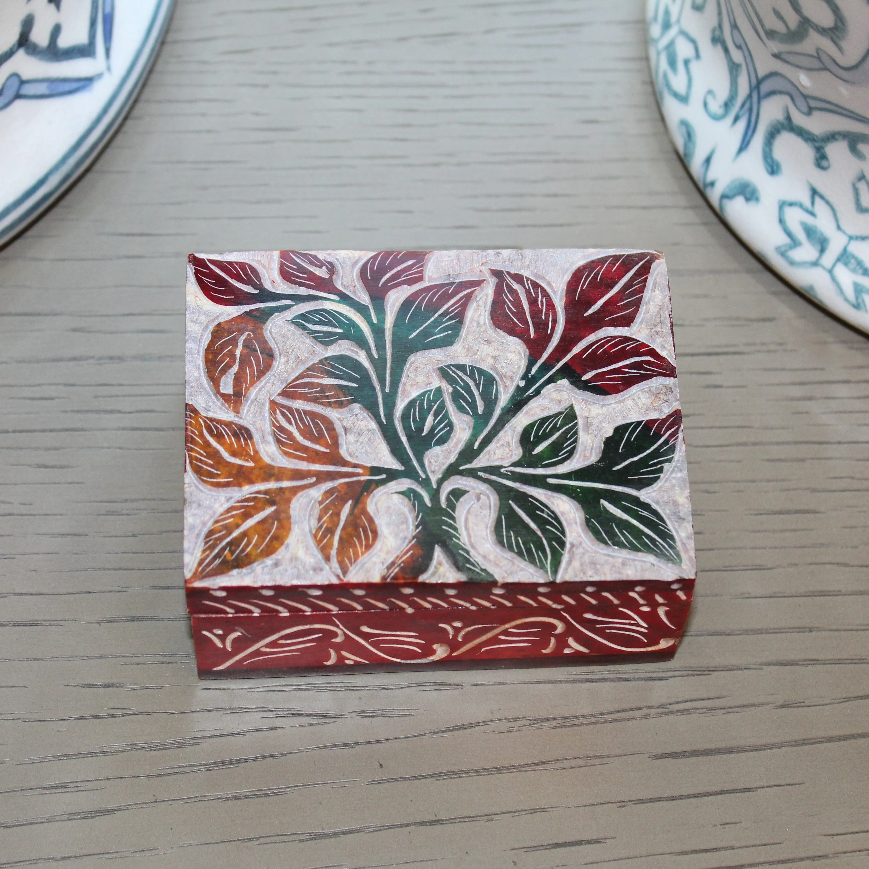 Floral Soapstone Trinket Box