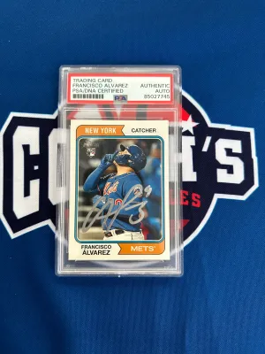 Francisco Alvarez Autographed 2023 Topps Heritage Short Print Rookie Card (PSA SLAB)