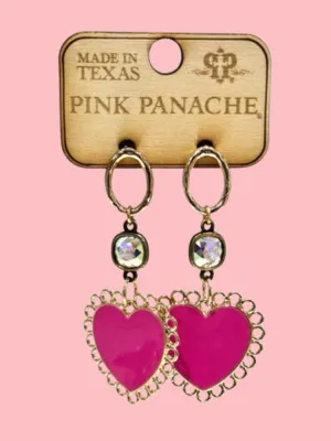 Fuchsia Enamel Heart Earring