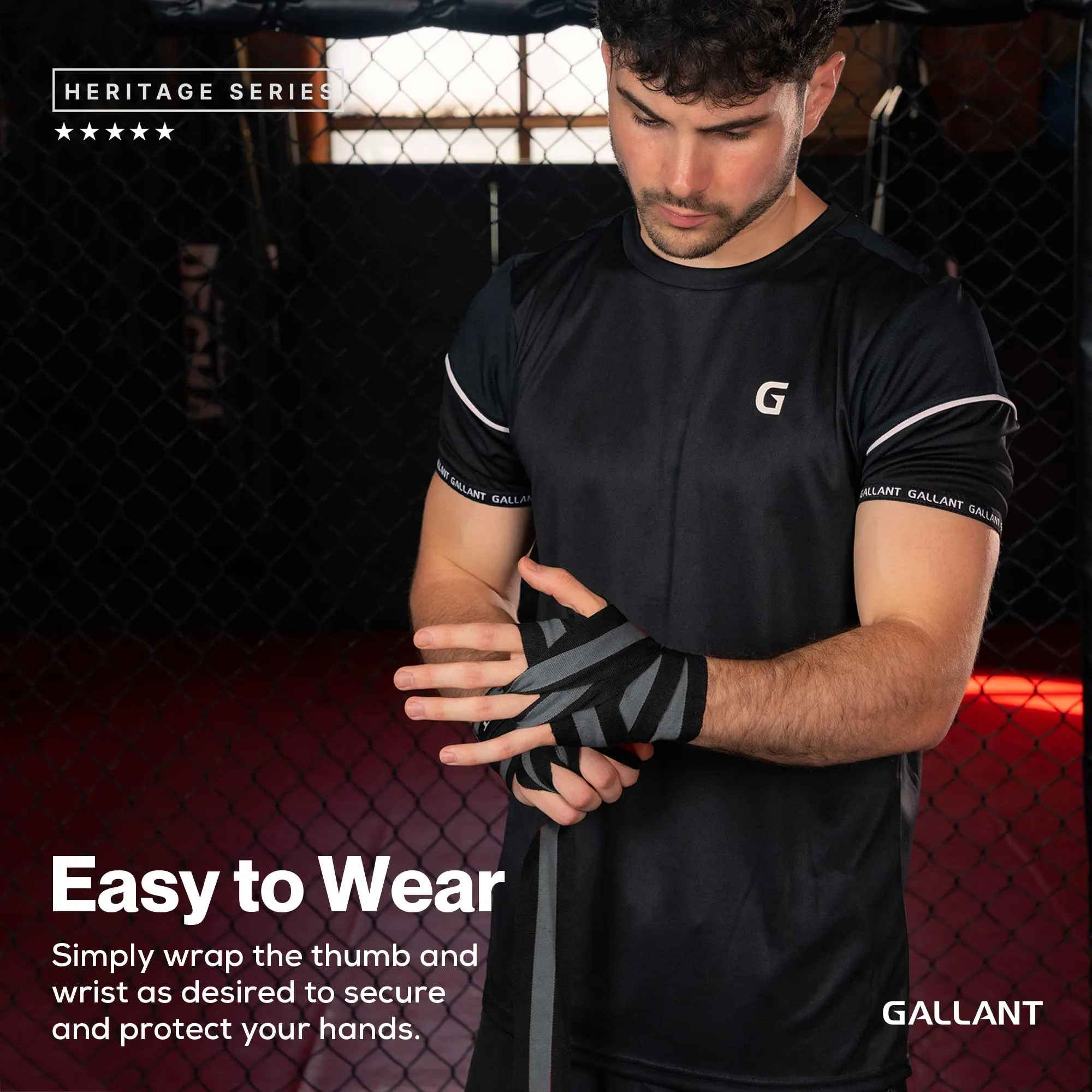 Gallant Heritage Boxing Hand Wraps - Black - Boxing Wrist Wraps
