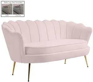 Gardenia Pink Velvet Loveseat