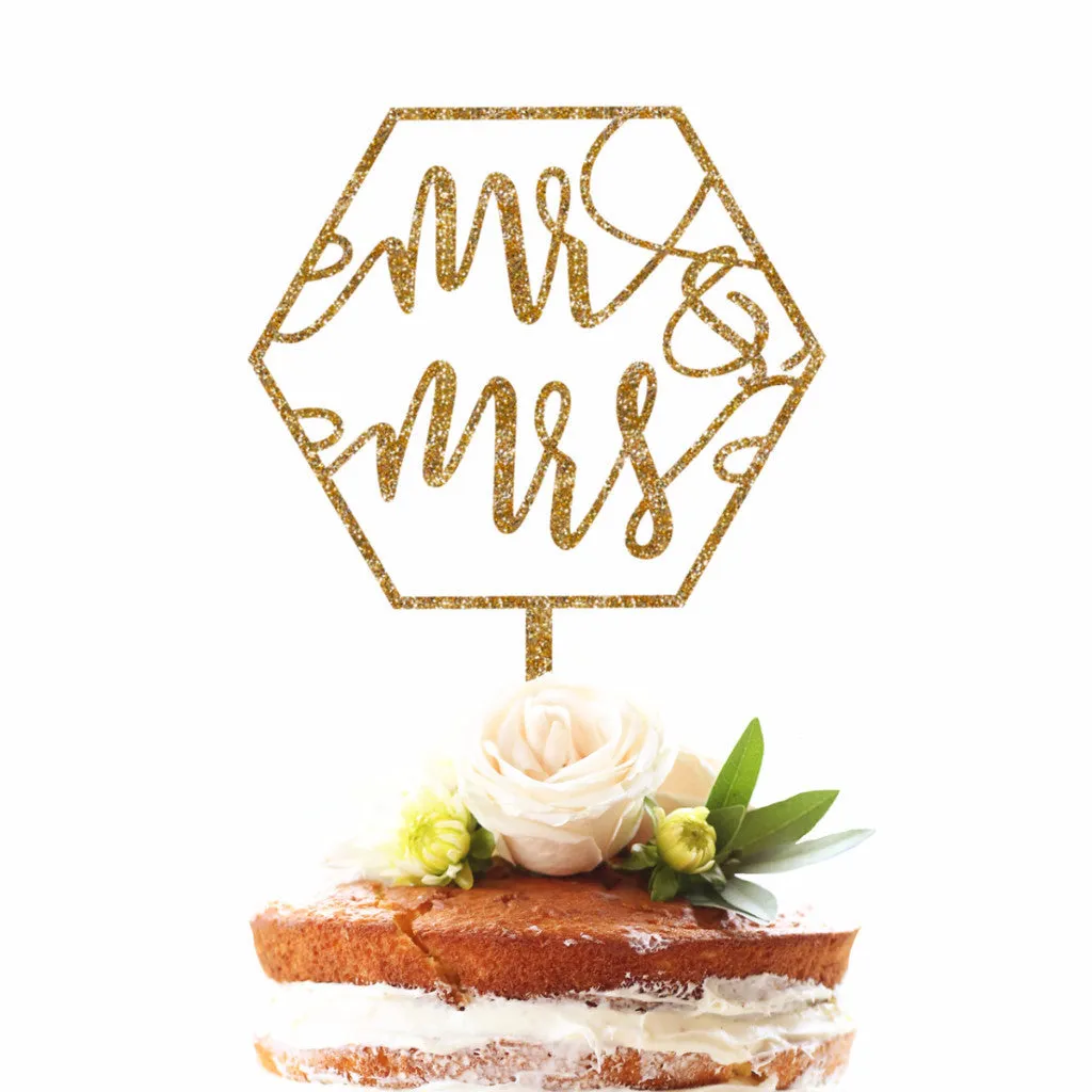 Geometric Mr & Mrs Cake Topper