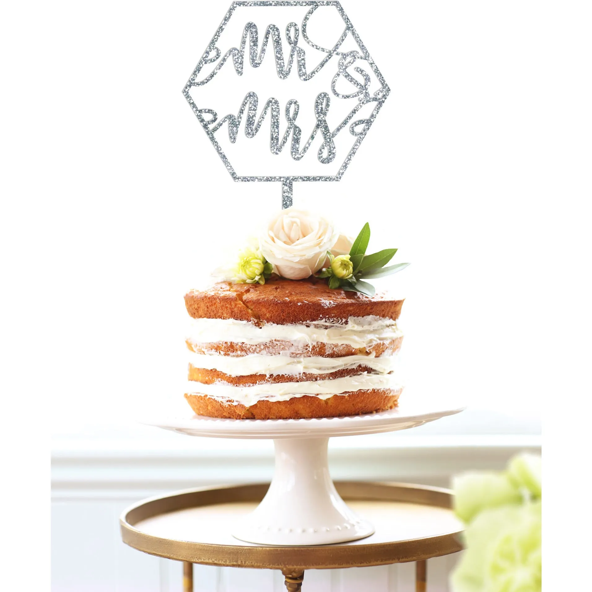 Geometric Mr & Mrs Cake Topper
