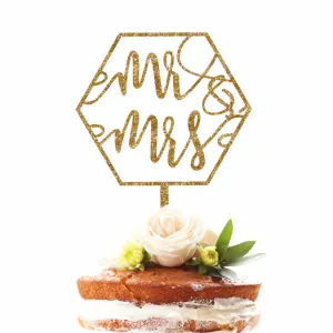 Geometric Mr & Mrs Cake Topper