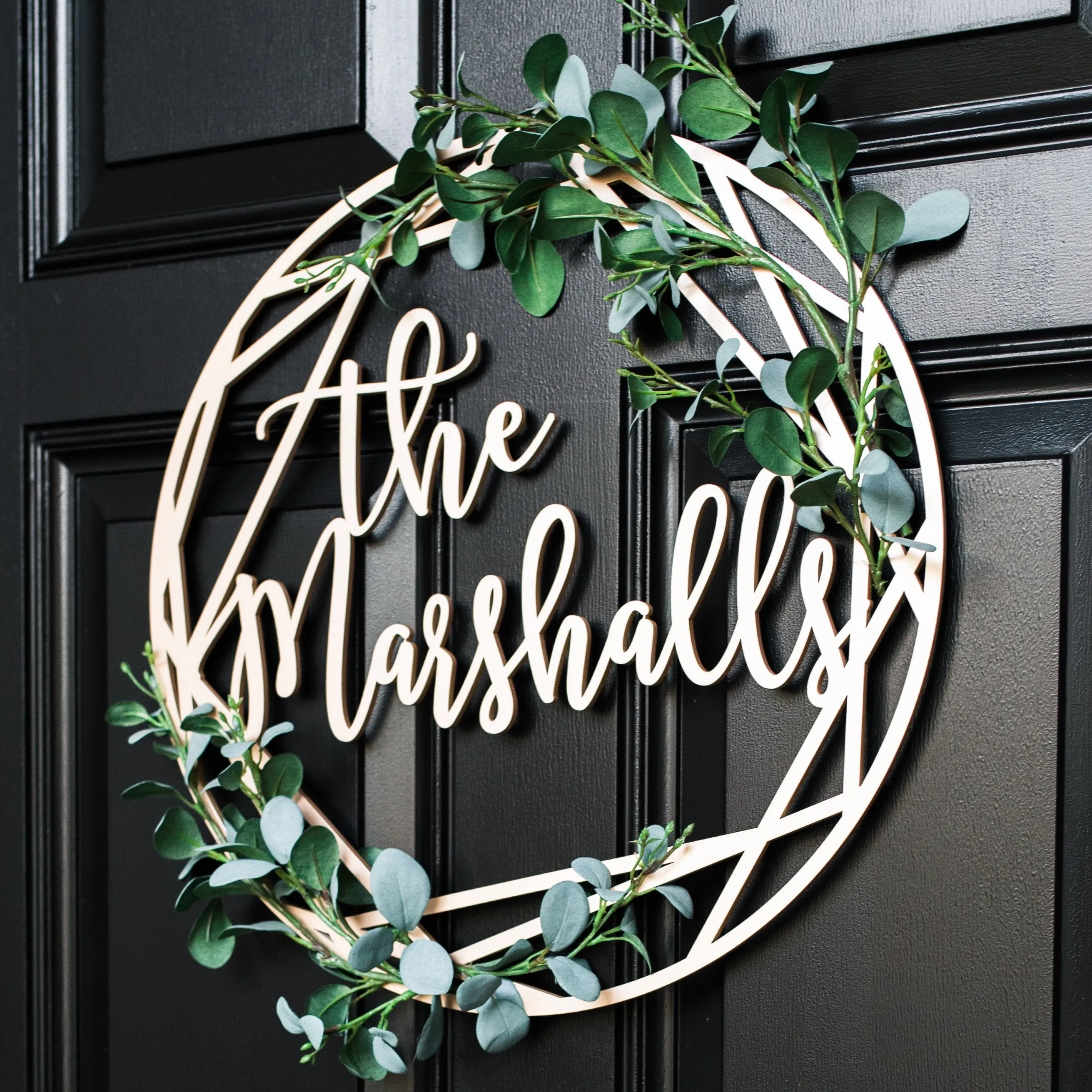 Geometric Personalized Front Door Sign