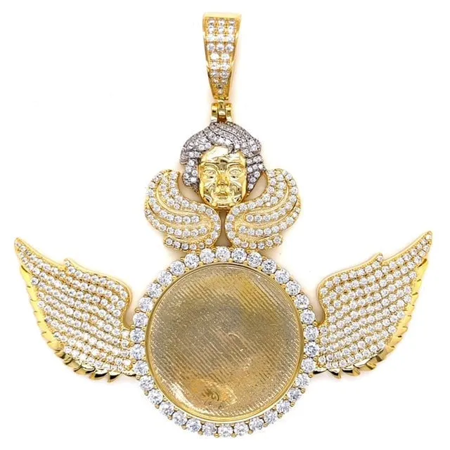 Get your wings Angelic 925 Sterling Silver Round Photo Charm - C418079