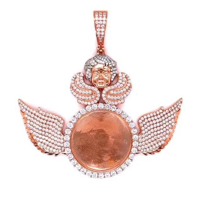 Get your wings Angelic 925 Sterling Silver Round Photo Charm - C418079