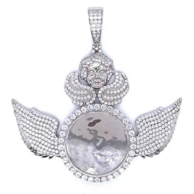 Get your wings Angelic 925 Sterling Silver Round Photo Charm - C418079
